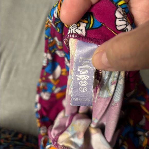 LuLaRoe Leggings with Donald Duck Print - Purple, Blue, Yellow - Picture 2 of 2